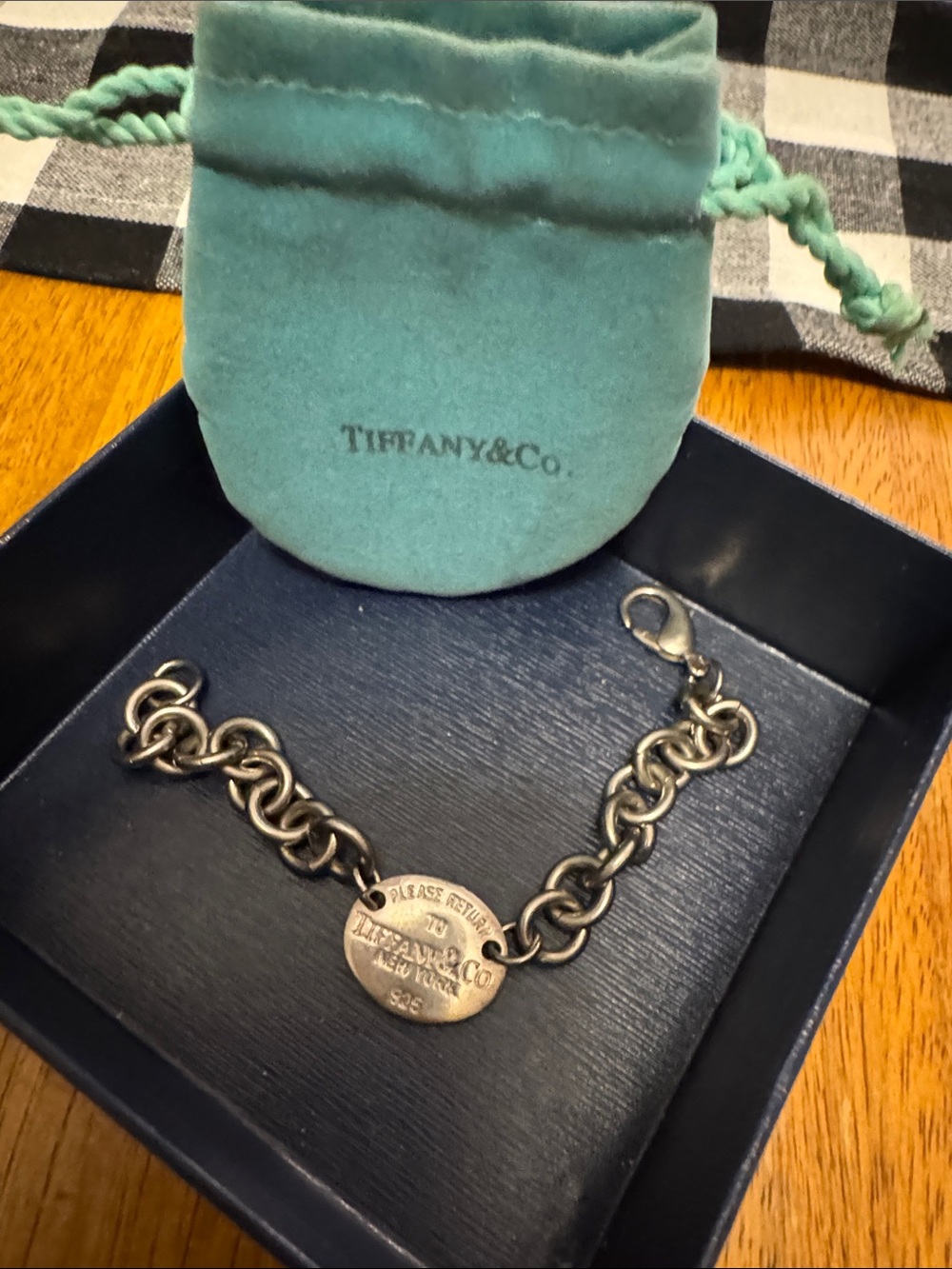 Tiffany Inspired Sterling Silver Link Bracelet with Signature Tag